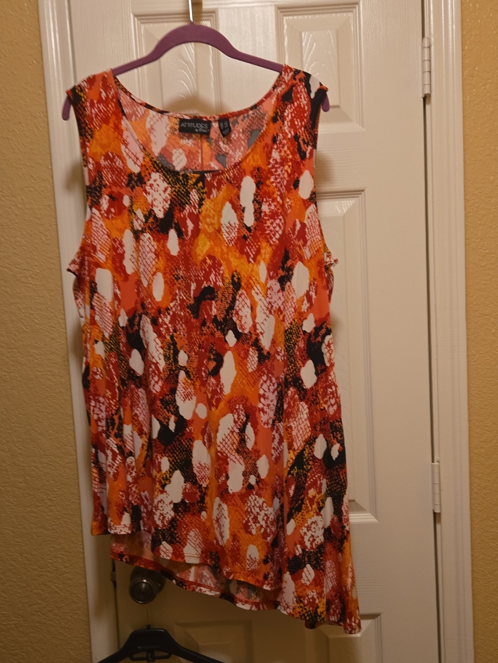 Apt. 9 Orange Multi-Print Sleeveless Scoop Neck Top